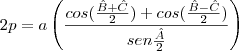 2p=a\left(\frac{cos(\frac{\^B+\^C}{2})+cos(\frac{\^B-\^C}{2})}{sen\frac{\^A}{2}}\right)