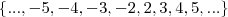 \left \{..., - 5, - 4, - 3, - 2, 2, 3, 4, 5,... \right \} \left \{..., - 5, - 4, - 3, - 2, 2, 3, 4, 5,... \right \}