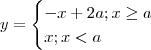 y = \begin{cases} -x + 2a ; x \geq a \\ x ; x < a \end{cases}