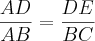 \frac{AD}{AB}=\frac{DE}{BC}