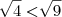\sqrt[]{4} < \sqrt[]{9}