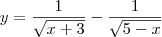 y=\frac{1}{\sqrt{x+3}}-\frac{1}{\sqrt{5-x}} y=\frac{1}{\sqrt{x+3}}-\frac{1}{\sqrt{5-x}}