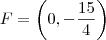 F=\left(0, -\frac{15}{4}\right)