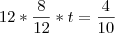 12 * \frac{8}{12} * t = \frac{4}{10} 12 * \frac{8}{12} * t = \frac{4}{10}