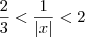 \frac{2}{3} < \frac{1}{|x|} < 2