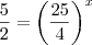 \frac{5}{2}=\left(\frac{25}{4}\right)^x