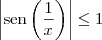 \left| \textrm{sen} \left( \frac{1}{x} \right) \right| \leq 1 \left| \textrm{sen} \left( \frac{1}{x} \right) \right| \leq 1