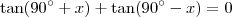 \tan (90^{\circ} + x) + \tan (90^{\circ} - x) = 0 \tan (90^{\circ} + x) + \tan (90^{\circ} - x) = 0