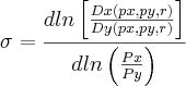 \sigma=\frac{d ln\left[\frac{Dx(px,py,r)}{Dy(px,py,r)}\right]}{d ln \left(\frac{Px}{Py} \right)}