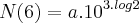 N(6) = a . {10}^{3 . log2} N(6) = a . {10}^{3 . log2}