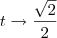 t\to\frac{\sqrt{2}}{2}