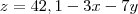 z = 42,1 - 3x - 7y z = 42,1 - 3x - 7y