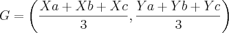 G = \left(\frac{Xa + Xb + Xc}{3},\frac{Ya + Yb + Yc}{3} \right)