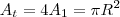 A_t = 4A_1 = \pi R^2 A_t = 4A_1 = \pi R^2
