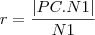 r&=&\frac{|PC.N1|}{N1} r&=&\frac{|PC.N1|}{N1}