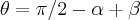 \theta=\pi/2-\alpha+\beta \theta=\pi/2-\alpha+\beta