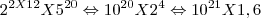{2}^{2X12}X{5}^{20}\Leftrightarrow{10}^{20}X{2}^{4}\Leftrightarrow{10}^{21}X1,6 {2}^{2X12}X{5}^{20}\Leftrightarrow{10}^{20}X{2}^{4}\Leftrightarrow{10}^{21}X1,6
