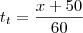 t_t=\frac{x+50}{60}