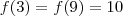 f(3) = f(9)= 10