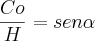 \frac{Co}{H}=sen \alpha