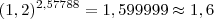 (1,2)^{2,57788} = 1,599999 \approx 1,6