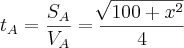 {t}_{A}=\frac{{S}_{A}}{{V}_{A}}=\frac{\sqrt[]{100+{x}^{2}}}{4}