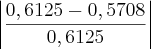 \left|\frac{0,6125-0,5708}{0,6125} \right| \left|\frac{0,6125-0,5708}{0,6125} \right|