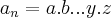 {a}_{n}=a.b ... y.z {a}_{n}=a.b ... y.z