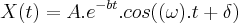 X(t)=A.{e}^{-bt}.cos((\omega).t+\delta)
