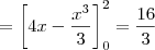 = \left[4x - \frac{x^3}{3}\right]_0^2 = \frac{16}{3}
