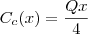 C_c(x)=\frac{Qx}{4} C_c(x)=\frac{Qx}{4}
