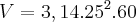 V = 3,14.{25}^{2}.60