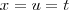 x=u=t