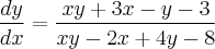 \frac{dy}{dx}=\frac{xy+3x-y-3}{xy-2x+4y-8}