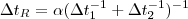 \Delta t_{R} = \alpha (\Delta t_{1}^{-1}+\Delta t_{2}^{-1})^{-1}