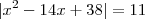 |x^2-14x+38|=11