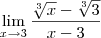 \lim_{x \to 3} \frac{\sqrt[3]{x} - \sqrt[3]{3}}{x - 3}