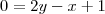 0=2y-x+1