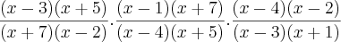 \frac{(x-3)(x+5)}{(x+7)(x-2)}.\frac{(x-1)(x+7)}{(x-4)(x+5)}.\frac{(x-4)(x-2)}{(x-3)(x+1)}