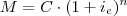 M = C \cdot (1+i_e)^n M = C \cdot (1+i_e)^n