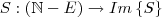 S:(\mathbb{N}-E)\rightarrow Im\left \{ S \right \} S:(\mathbb{N}-E)\rightarrow Im\left \{ S \right \}