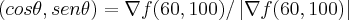 (cos\theta,sen\theta)=\nabla f(60,100)/\left|\nabla f(60,100) \right|