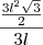 \frac{\frac{3l^2 \sqrt{3}} {2}} {3l}