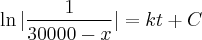 \ln |\frac{1}{30000 - x}| = kt + C