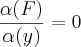 \frac{\alpha(F)}{\alpha(y)}=0 \frac{\alpha(F)}{\alpha(y)}=0