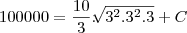 100000=\frac{10}{3}.\sqrt[]{{3}^{2}.{3}^{2}.3}+C