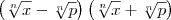 \left(\sqrt[n]{x} - \sqrt[n]{p}\right)\right\left(\sqrt[n]{x} + \sqrt[n]{p}\right)