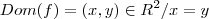 Dom(f)=(x,y)\in R^2/x=y Dom(f)=(x,y)\in R^2/x=y