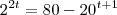 2^{2t} = 80 - 20^{t+1}