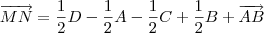\overrightarrow{MN}=\frac{1}{2}D-\frac{1}{2}A-\frac{1}{2}C+\frac{1}{2}B+\overrightarrow{AB}
